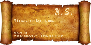 Mindszenty Samu névjegykártya